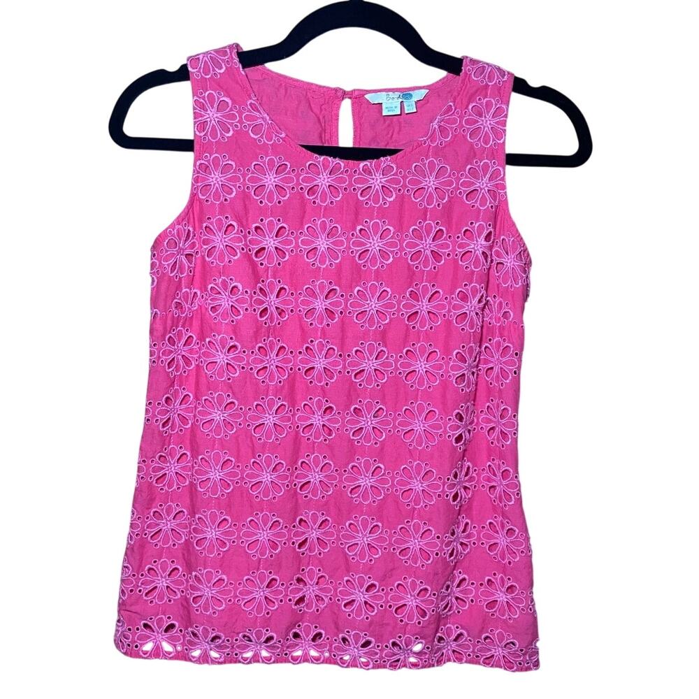 Boden - Bright Pink Floral Lace - Scoop Neck Tank Top Blouse